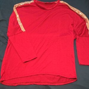 Womens Magenta Sequin Shoulder Top